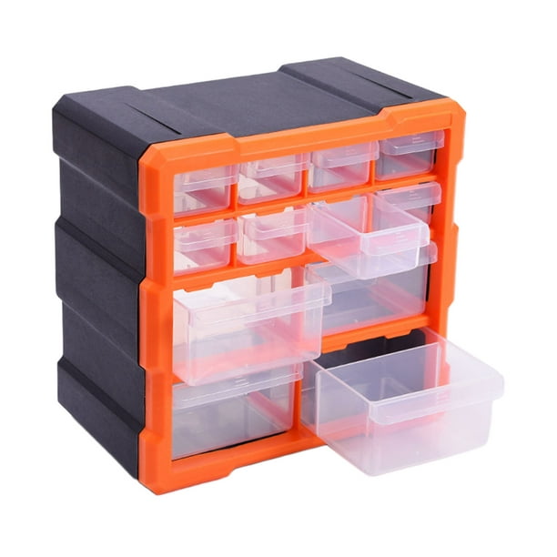  Kigley Caja de herramientas de doble cara, organizador de  almacenamiento de herramientas, caja de piezas pequeñas, contenedor  portátil de plástico para aparejos con 34 divisores extraíbles para  organizar tornillos, tuercas, clavos