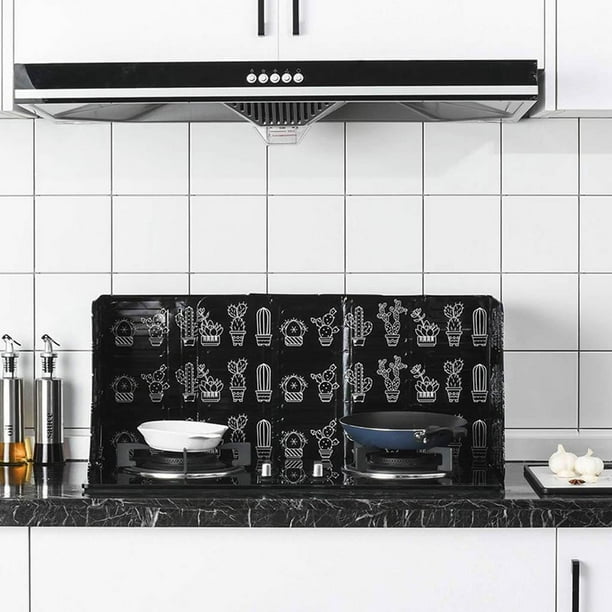 Protector de salpicaduras de grasa para estufa, 2 piezas de acero  inoxidable de 4 lados detrás de la estufa, panel de protección plegable  para estufa