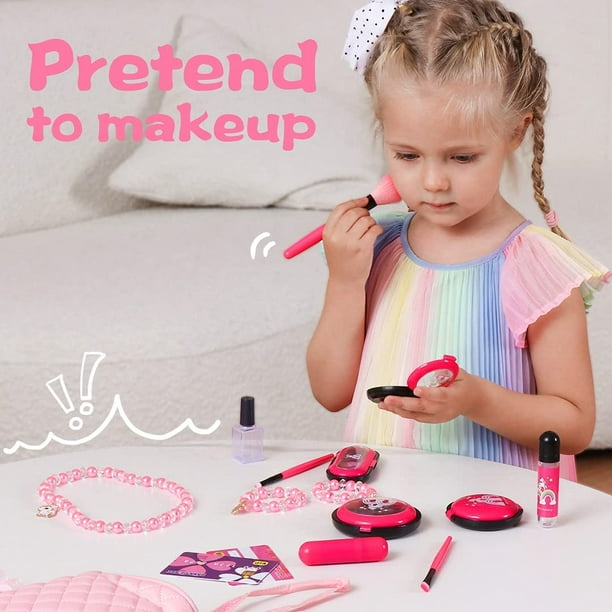 Bolsa de juguete para niñas pequeñas, maquillaje falso para niñas con  monedero de simulación para niñas de 3, 4, 5, 6 años, bolso falso para  niños