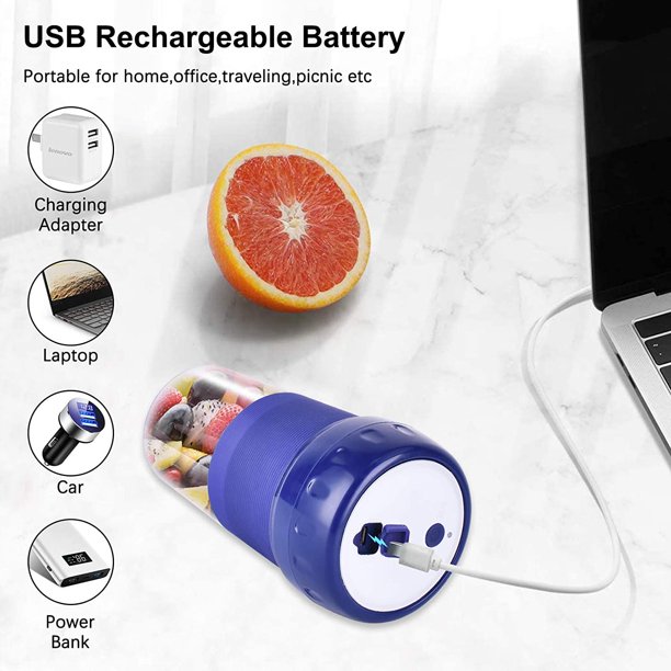 iOCSmart Licuadora portátil para batidos y batidos, mini licuadora personal  recargable por USB con botella de viaje de 13.5 fl oz, popote de silicona