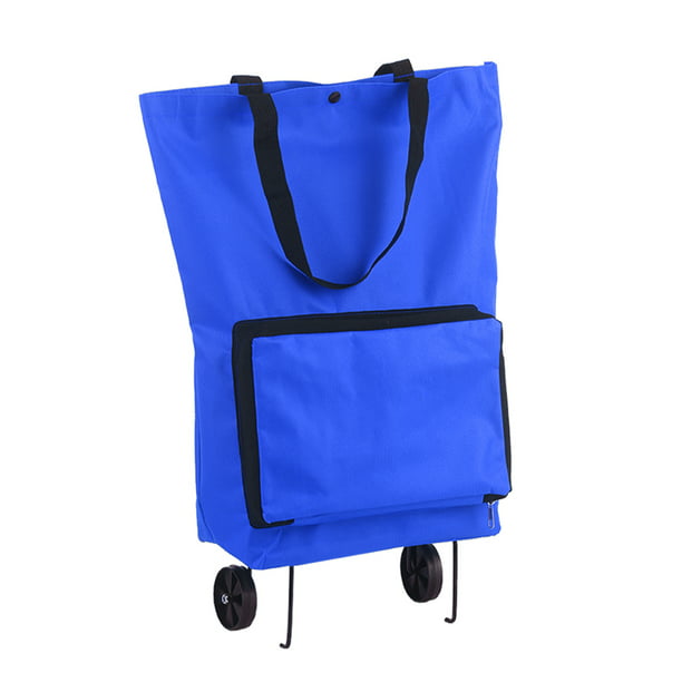  Bolsa de compras plegable con ruedas, carrito de compras,  plegable, reutilizable, ecológico, grande, impermeable, para equipaje,  cesta, bolsa no tejida (color: azul) : Industrial y Científico
