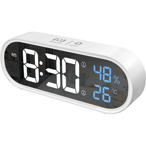 Comprar Reloj despertador digital con espejo LED y pantalla grande