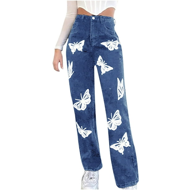 Pantalones Deportivos Sueltos Con Estampado De Mariposas, Pantalones  Casuales Con Cintura Elástica Y Bolsillo, Ropa De Mujer