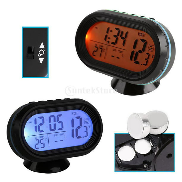 Termómetro LED para coche, reloj eléctrico Digital, medidor de voltímetro  de temperatura, reloj con luz, accesorios
