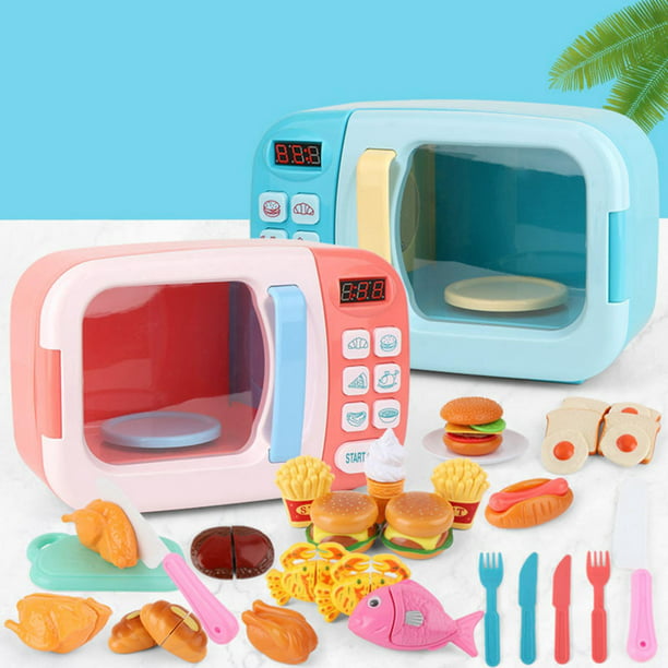 Juguetes de cocina para niños pequeños, horno microondas de madera con  sonido ligero y realista, accesorios de cocina de juego de simulación,  juguete