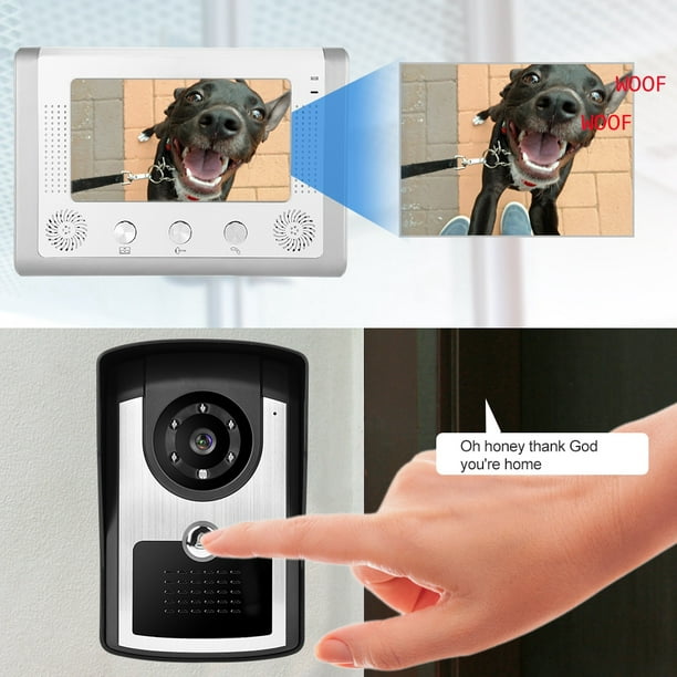 Videoportero WiFi, 2 Monitores 100‑240V Detección de Movimiento Inalámbrico  Timbre de Video Visión Nocturna para(#1)