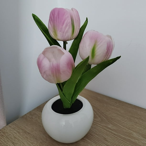 lampara de tulipanes, lampara de noche flor lampara tulipanes de luz LED lampara  tulipan, lampara de escritorio led tulipan para Sala de Estar, Dormitorio,  baño, Regalo para Novia, mamá e Hija