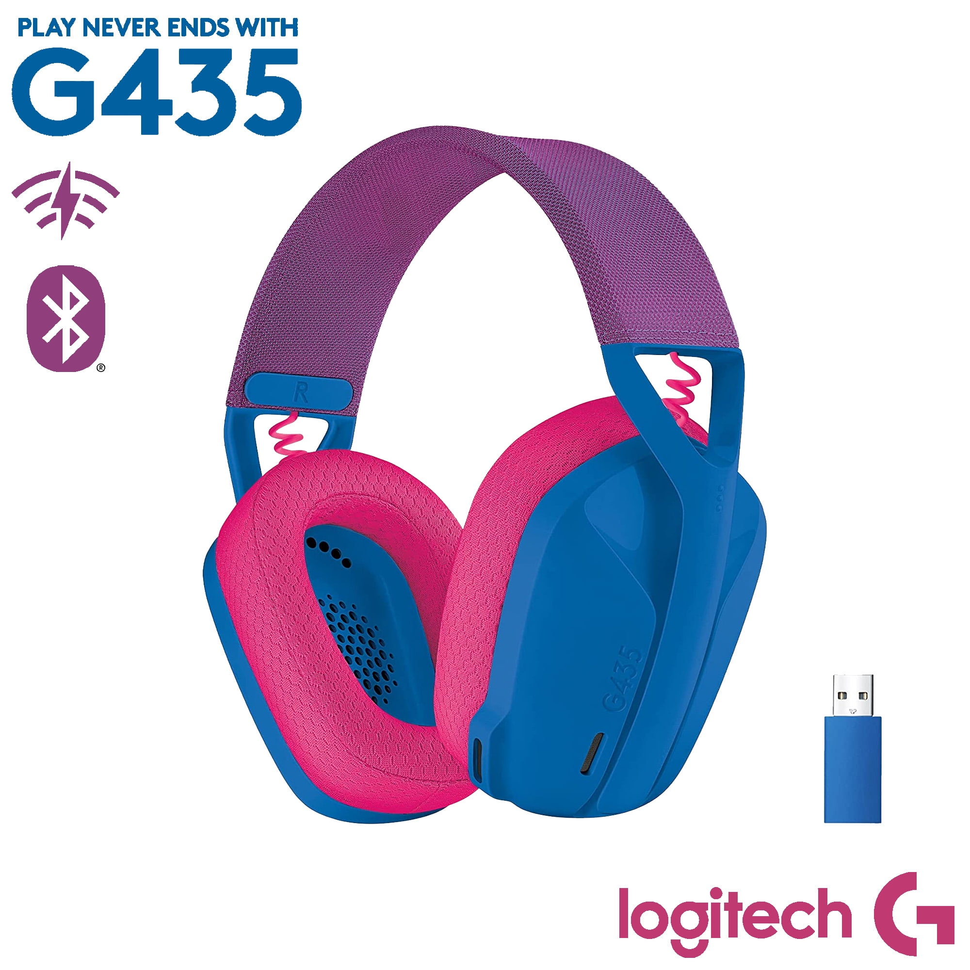 Auriculares gamer inalámbricos Logitech G Series G435 azul y frambuesa