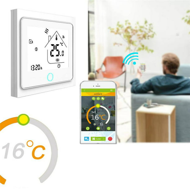Pantalla LCD digital inteligente Aplicación de Wifi inteligente Termostato  de sala de calefacción central inalámbrico controlado