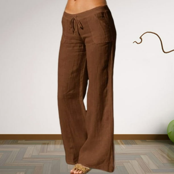 KAQQ Pantalones Ejecutivos Mujer con Bolsillos de algodón y Lino Estampados  para Mujer Pantalones Vestir Mujer Grandes