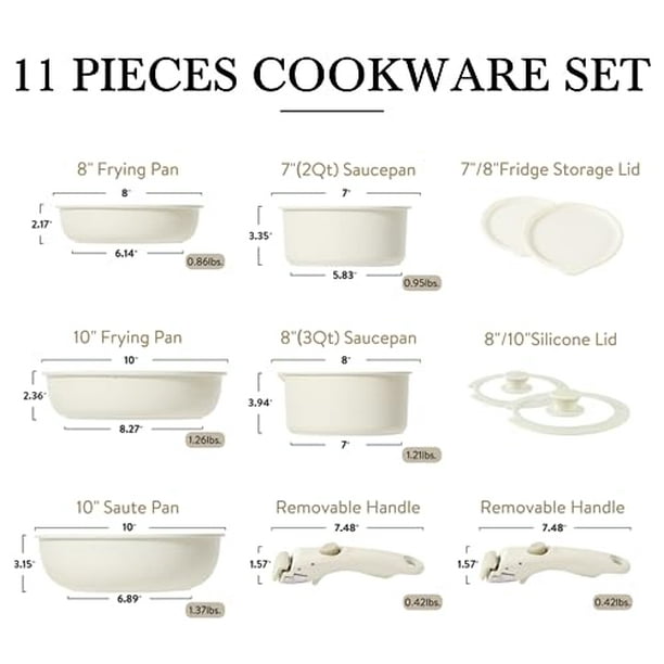CAROTE Juego de ollas y sartenes, juego de utensilios de cocina de 14  piezas, ollas de inducción y sartenes antiadherentes, juego de ollas de  cocina