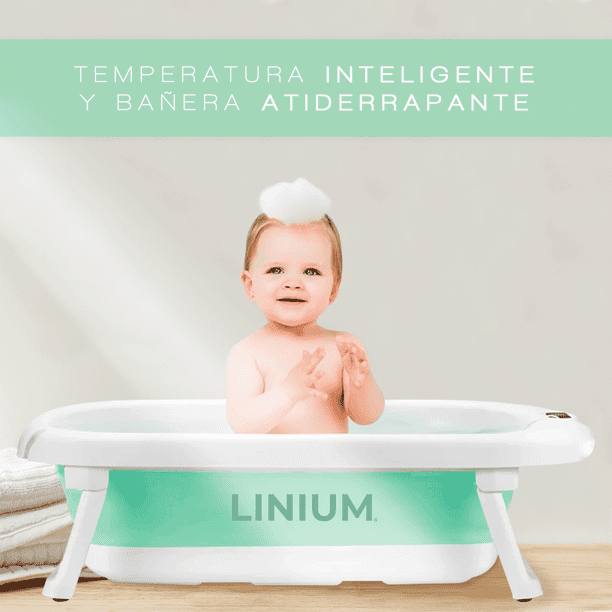 Bañera Moderna Para Bebé Linium con Termómetro Color Aqua