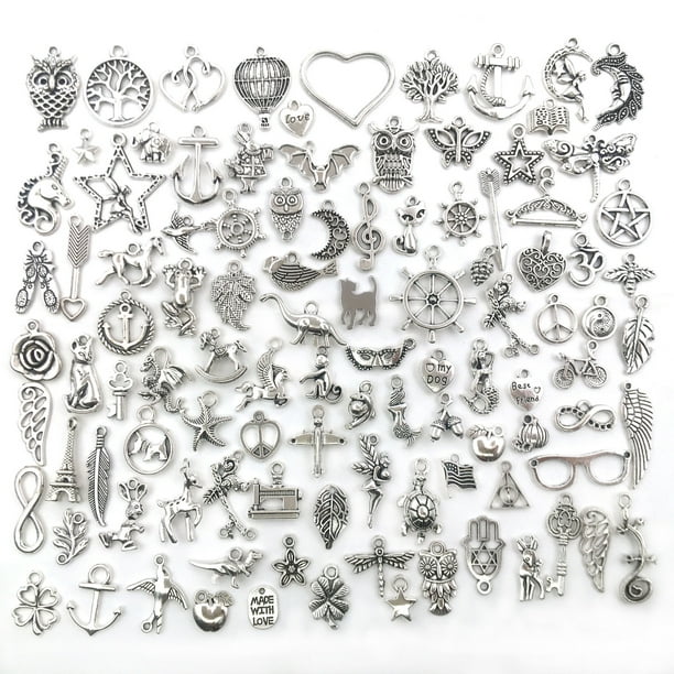 Diez alegría Derivar Colgantes, 100 piezas de abalorios de plata antigua mixta, colgantes para  hacer joyas, collares, pul liwang | Walmart en línea