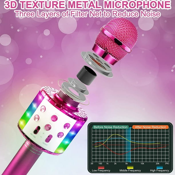 Microfono Para Niñas Para Cantar Karaoke Portatil 3 En 1 Con Luces Bonito  Regalo