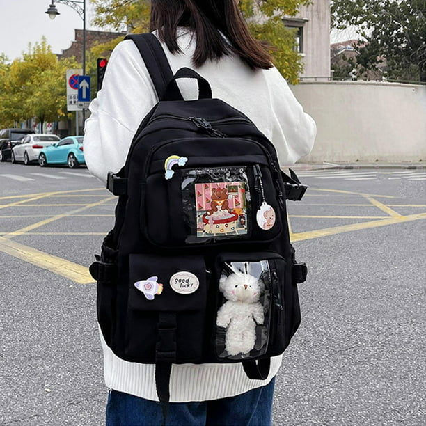 mujer, antirrobo, bolsos de mano, bolso de hombro impermeable, s escolare  ordenador portátil, libros negro Soledad lindas mochilas