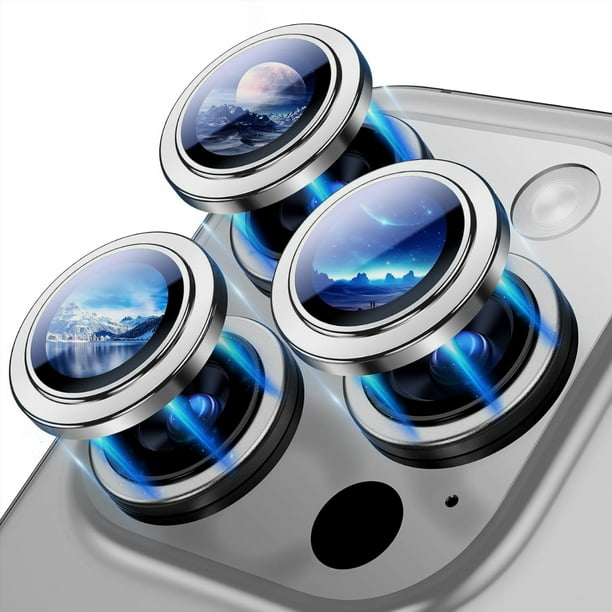 Compre Para Iphone 15 Pro Lente de Impresión de Seda Lente Protector  Película de Vidrio Templado Película Trasera Con Placa Inferior en China
