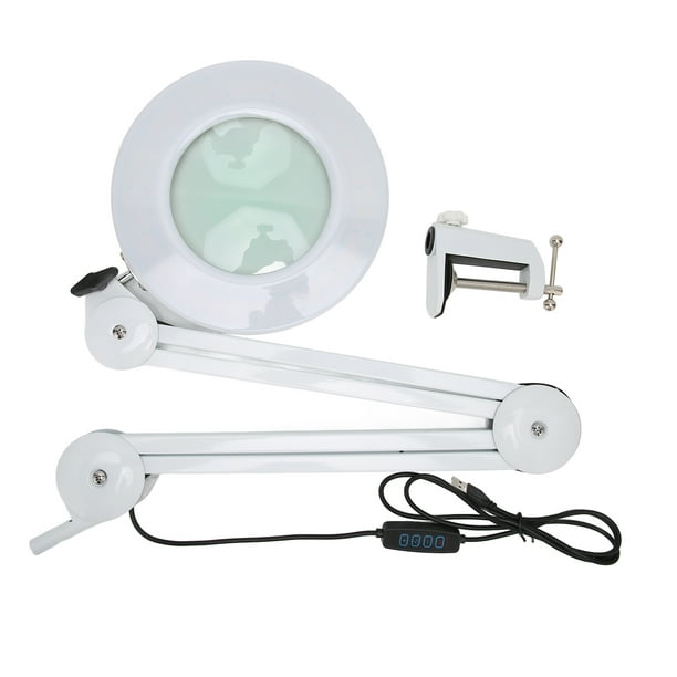  TMISHION Lámpara de anillo LED con lupa 5X, lámpara de belleza  plegable con clip, lámpara de lupa de tatuaje USB con luz cálida y fría  para lectura de extensiones de pestañas