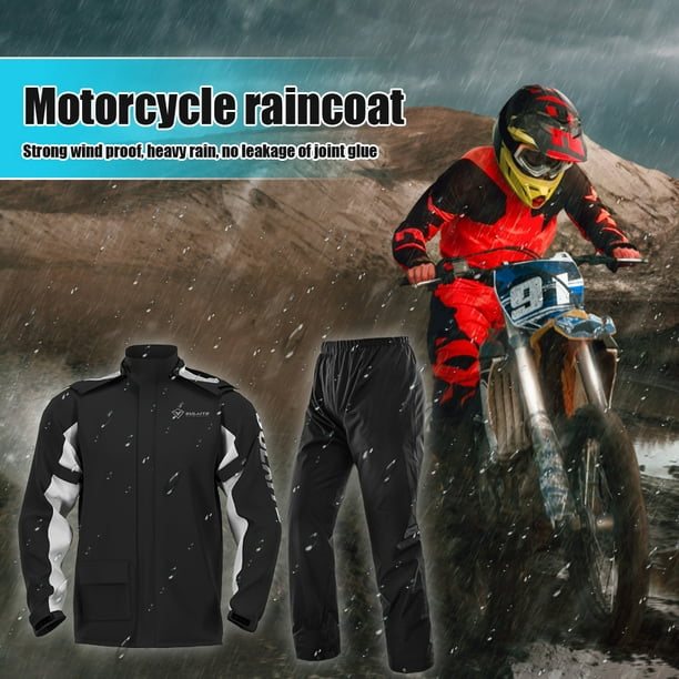 SULAITE Traje de lluvia para motocicleta Chaqueta de lluvia impermeable +  Ndcxsfigh Conjunto de pantalones de lluvia (XL)