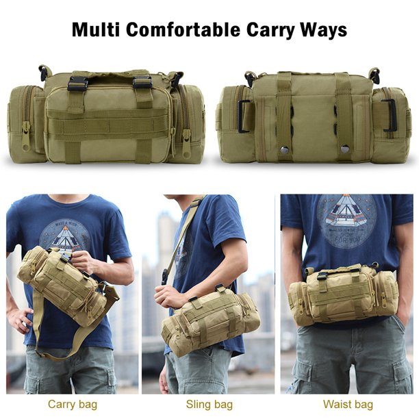 M-Tac Riñonera táctica, bolsa de cinturón de estilo militar para hombres  con Molle, paquete de cintura EDC, Negro -, Casual