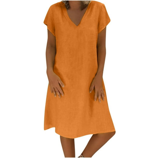 FFNUM Vestido de Mujer Algodón Lino Suelto Casual Color sólido Bolsillo  Vestido de Manga Larga Mujeres Vestidos Casuales Vestido Elegante para  Mujeres (Color : D88, Size : S Size) : : Ropa