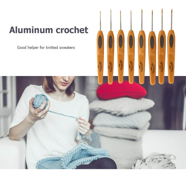 Gancho De Crochet 8 Uds suéter tejido mango de plástico ganchos de  ganchillo de aluminio agujas de tejer hilo Likrtyny Libre de BPA