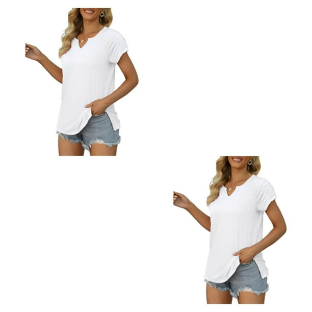 Camiseta de 7 colores para mujer, Camisetas básicas elásticas