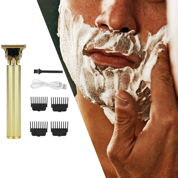 Comprar Máquina de afeitar eléctrica recargable para hombre, máquina de  afeitar para Barba, cortapelos, color dorado