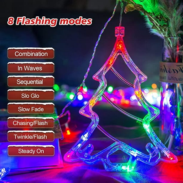 Decoración navideña, luces navideñas para ventanas, 3,5 m 120 luces LED de  cadena multicolor remoto 8 modos intermitentes alimentado por USB para  Navidad Año Nuevo JAMW Sencillez