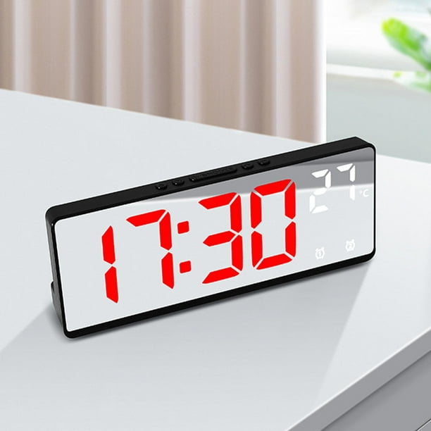 Reloj de mesa con espejo LED, alarma Digital, Mini reloj