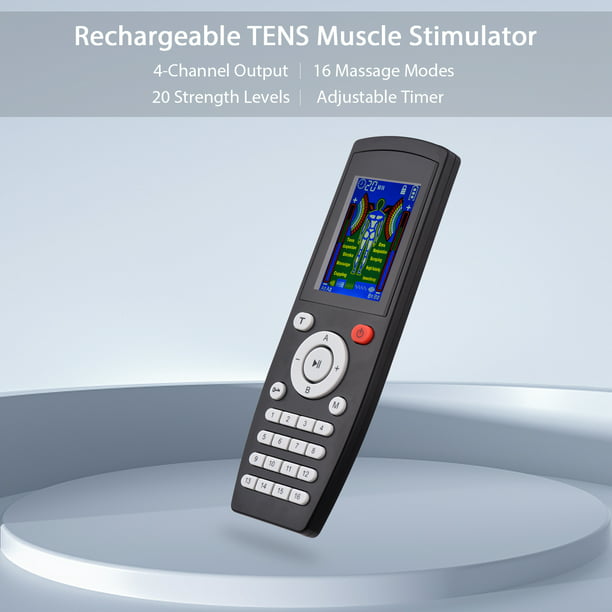 Estimulador muscular TENS recargable de 4 canales para terapia de alivio  del dolor 16 modos TFixol Enchufe de EE. UU.