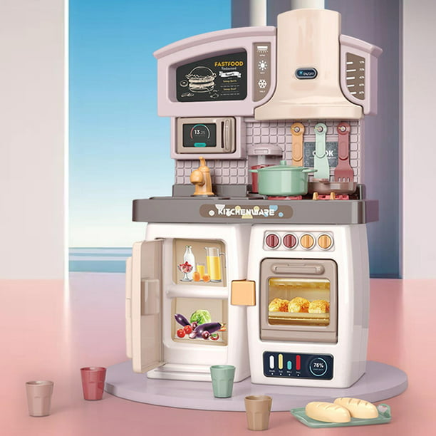 Juguetes de cocina para niños pequeños, horno microondas de madera con  sonido ligero y realista, accesorios de cocina de juego de simulación,  juguete