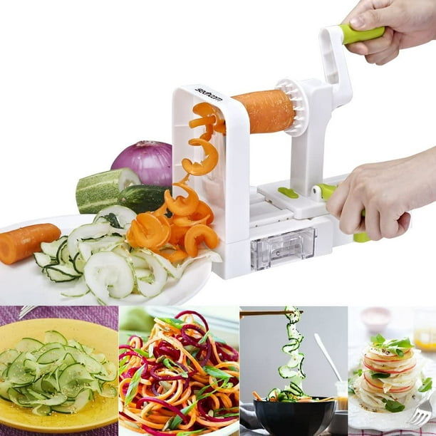  Espiralizador de verduras, rebanador de verduras - 9 en 1  Calabacín Espaguetis Maker Zoodle Maker Veggie Spiralizer Ajustable de mano  Espiralizer de mano Calabacín Fideos Creador de Fideos Calabacín Spiralizer  con