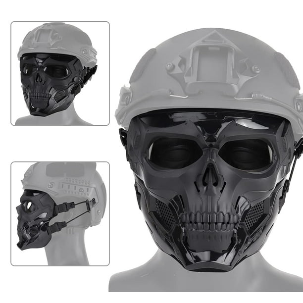 Máscara de juego para disfraz de Airsoft, máscara protectora de cara  completa, correa ajustable de calavera transpirable táctica, Cosplay CS de  Halloween