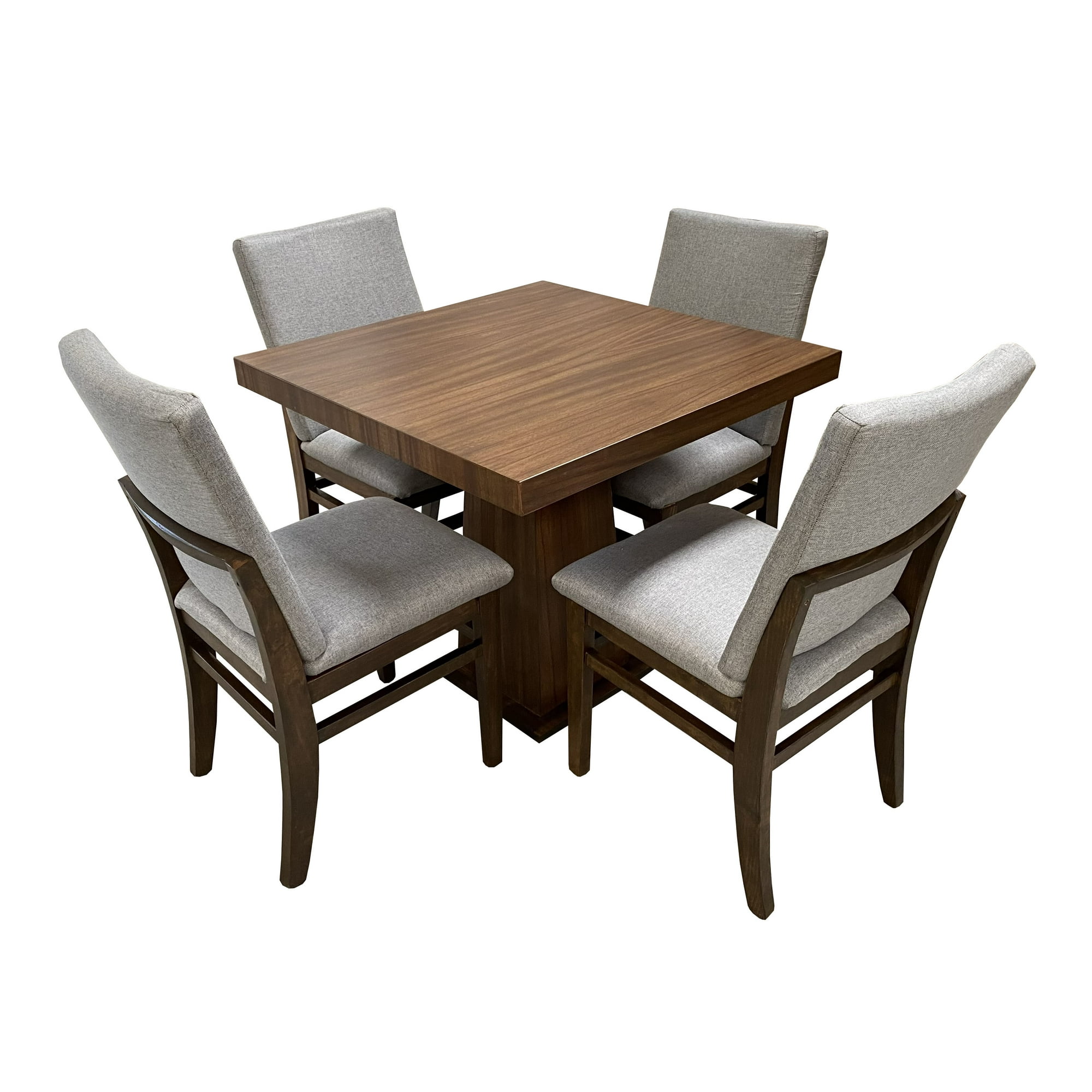 Set de comedor Vihti mesa MDF 120 x 70 cm efecto madera + 4 sillas grises