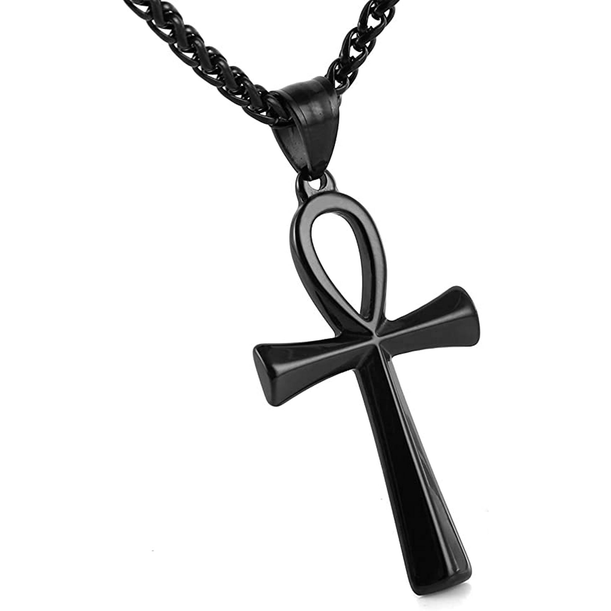 HZMAN collar con colgante de cruz en acero inoxidable para hombres con  cadena