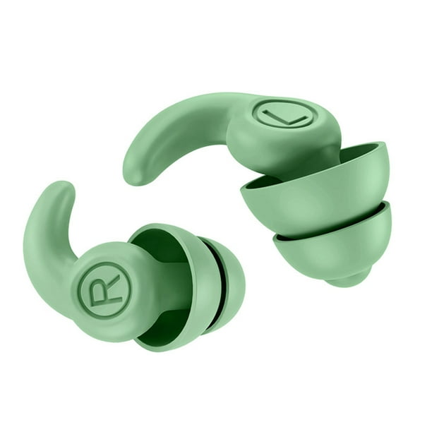 1 par de tapones para los oídos de silicona para dormir reducción de ruido  aislamiento de sonido cancelación de ruido tapones para los oídos  reutilizables tercera generación OD verde