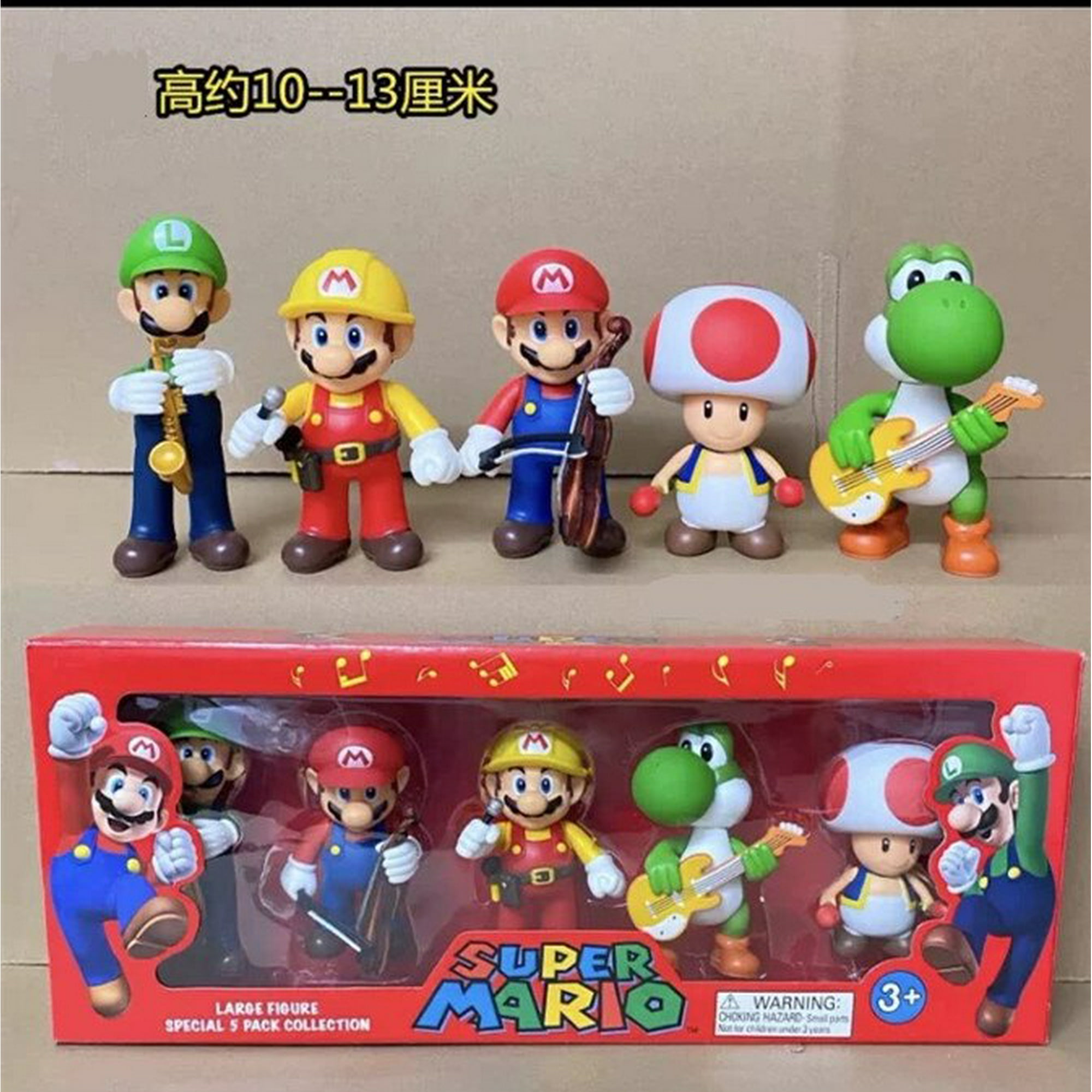 Figuras de acción de Super Mario Bros para niños, juguetes de Pvc, modelos  de Luigi, Yoshi, Donkey Kong, seta, regalos de cumpleaños, 6 unidades por  Set zhangmengya