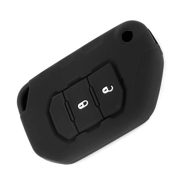 Funda protectora para llave de coche de silicona negra con 2 botones,  accesorios para coche aptos para Jeep Wrangler JL 2018+ Jadeshay A