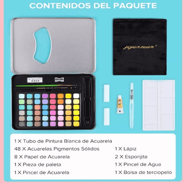 Kit Acuarelas Profesionales Pintura Acuarela Art 48 Colores