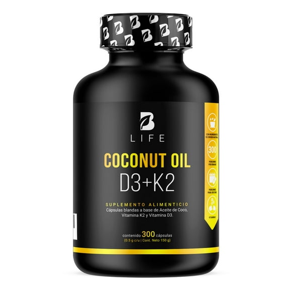 vitamina d3 400 ui  k2 para mayor absorción y efectividad 300 softgels ingredientes naturales coconut oil d3  k2 b life blife cápsulas