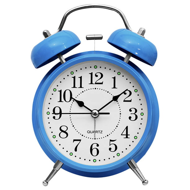  Reloj despertador con luz nocturna vintage, reloj despertador  de metal retro europeo con aguja silenciosa para mesita de noche, reloj de  mesa con campana de timbre fácil de configurar (color 