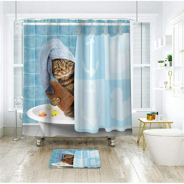 Bonita cortina de ducha con diseño de perros que llueve, divertida cor -  VIRTUAL MUEBLES