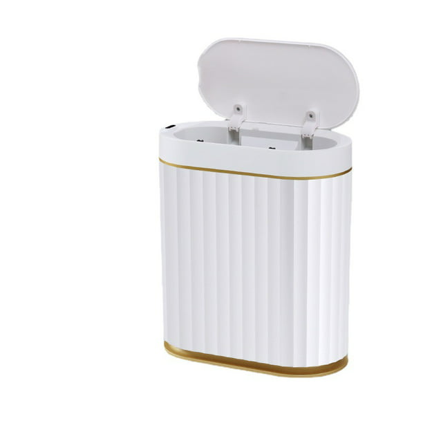 Cubo de basura automático con tapa para baño, cubo de basura inteligente  delgado de 7 l, cubo de basura de plástico pequeño, cubo de basura estrecho  decon sensor de movimiento