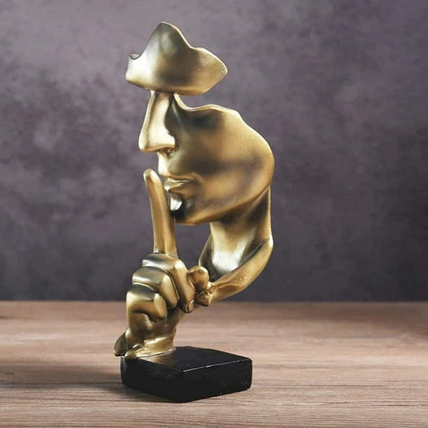 JM Estatua del pensador, figura de arte abstracto Silence is Gold