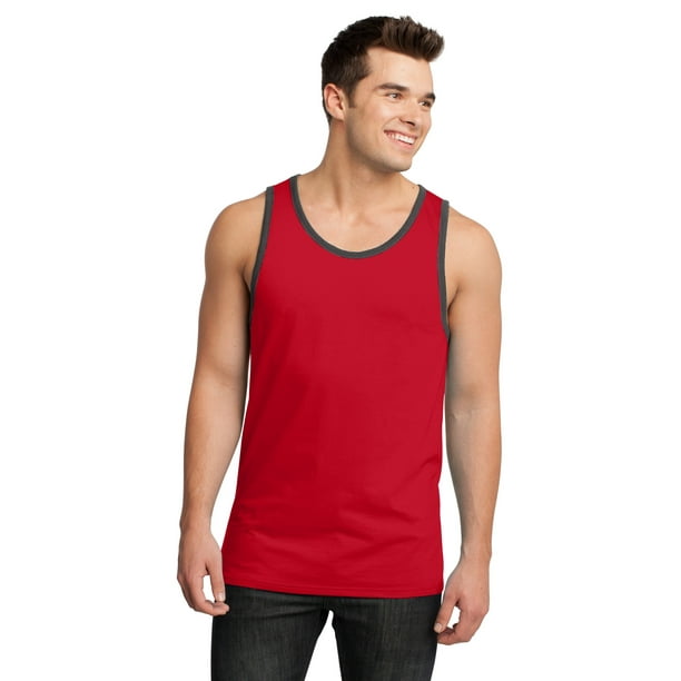 District Camiseta de tirantes de algod n para hombre joven DT1500 New Red Charcoal XL Distrito DT1500