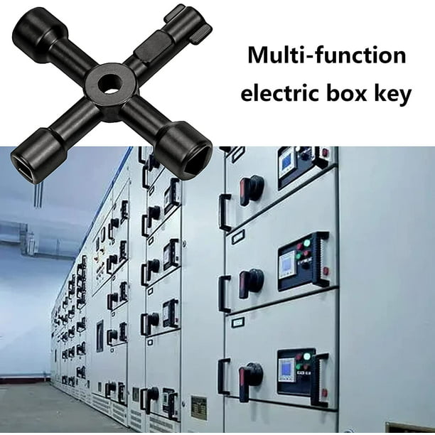 Contador eléctrico llave eléctrica llave de caja llave de caja eléctrica  llave de caja eléctrica multiusos de 4 vías llave de caja de control  eléctrico negro llave triangular llave de agujero cuadrado