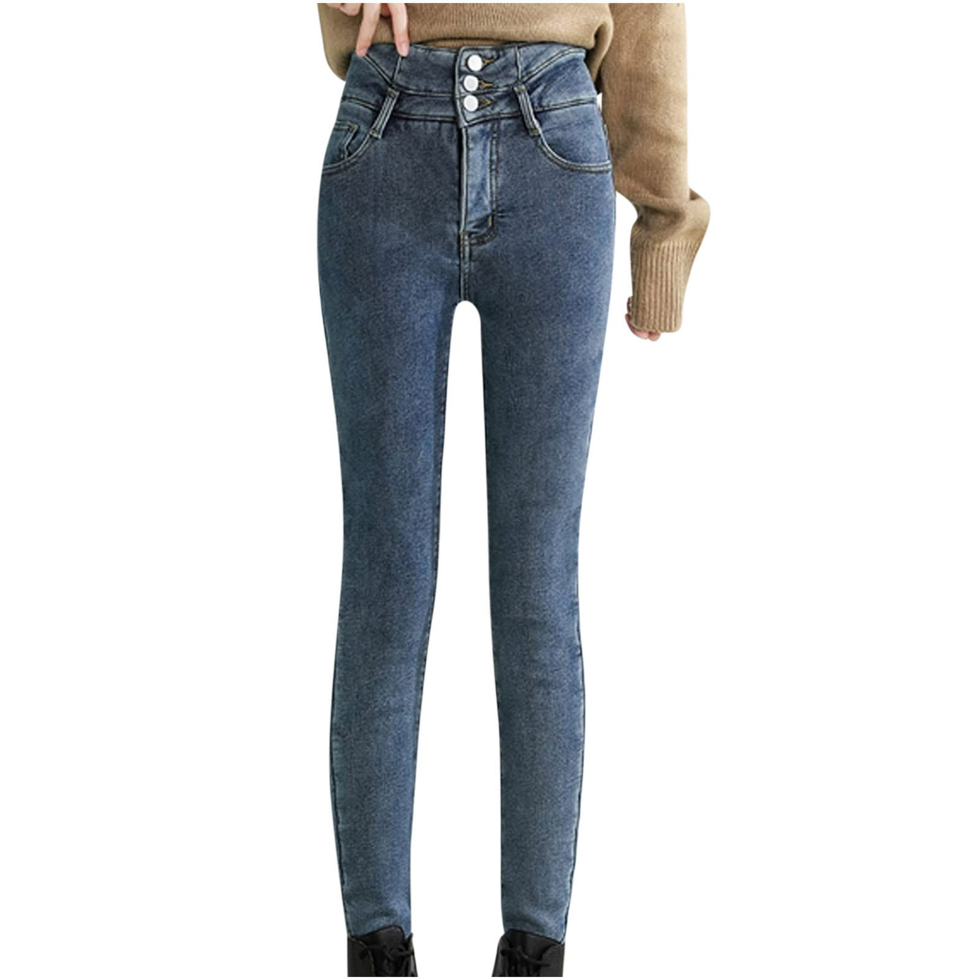 Pantalones Vaqueros Cálidos Para Mujer De Invierno Jeans Termicos