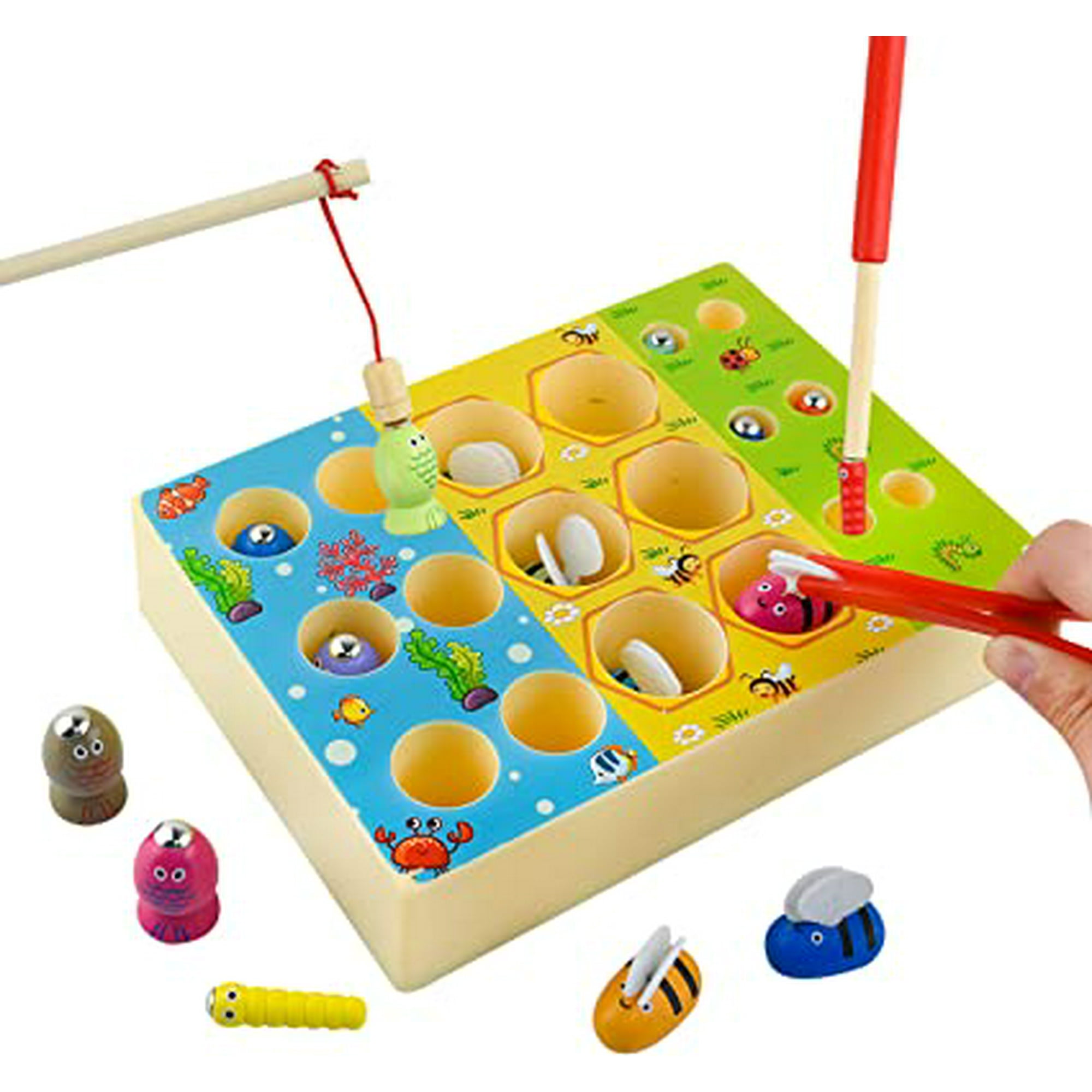 Comprar Juguetes Montessori, juguetes educativos preescolares de madera 6  en 1, juego de pesca magnético, aprendizaje de matemáticas de habilidades  motoras finas para niños pequeños de 3 años y niñas