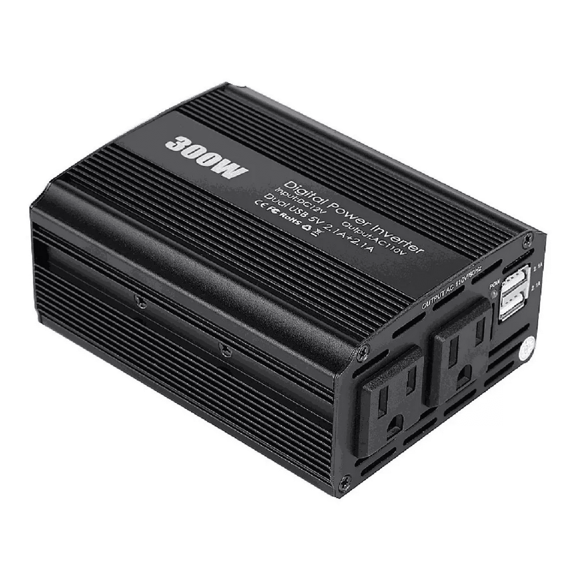 Inversor De Corriente Para Auto 12v A 110v 300w 2 Ca Y 2 Usb Negro ...