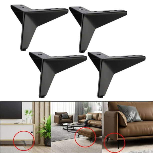 Micel Set de patas de mueble para somier (L x An x Al: 3 x 4 x 25 cm,  Metal, Negro)